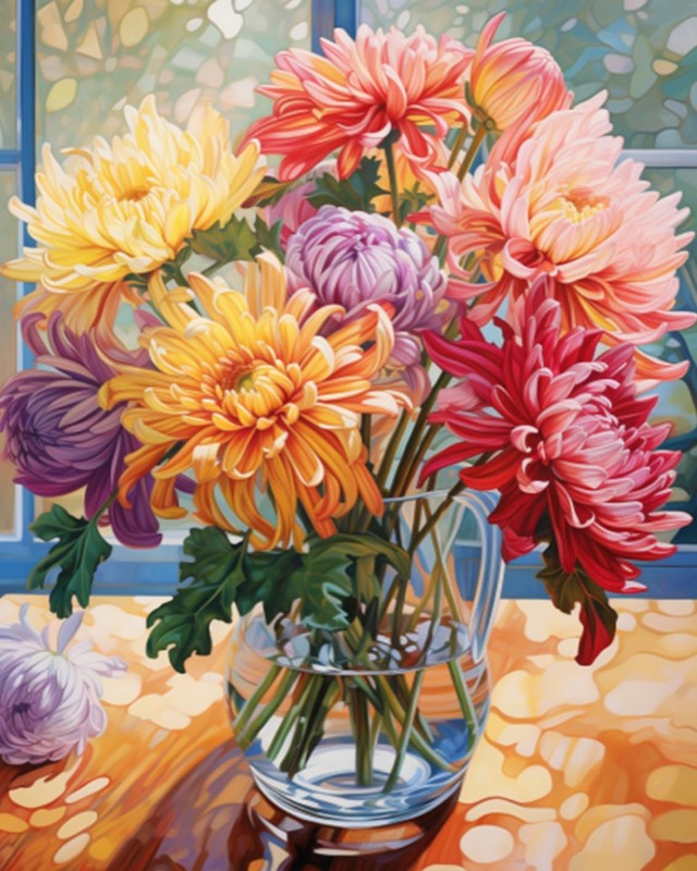 Chrysanthemum paint by numbers kit