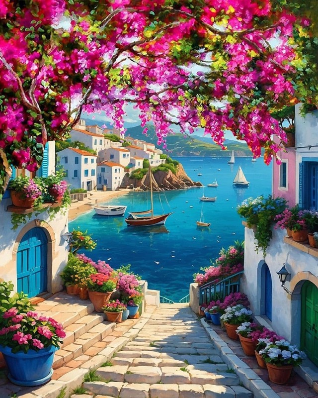 Bougainvillea Cove paint by numbers kit