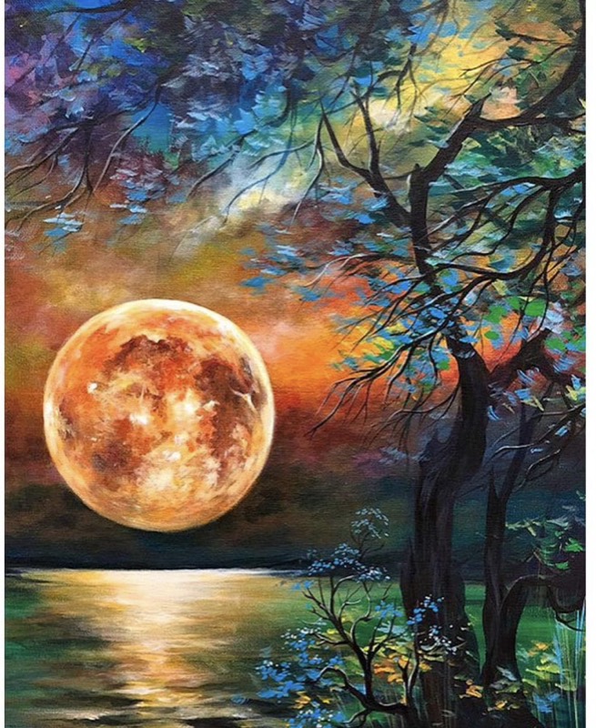 Full Moon Sea paint by numbers kit