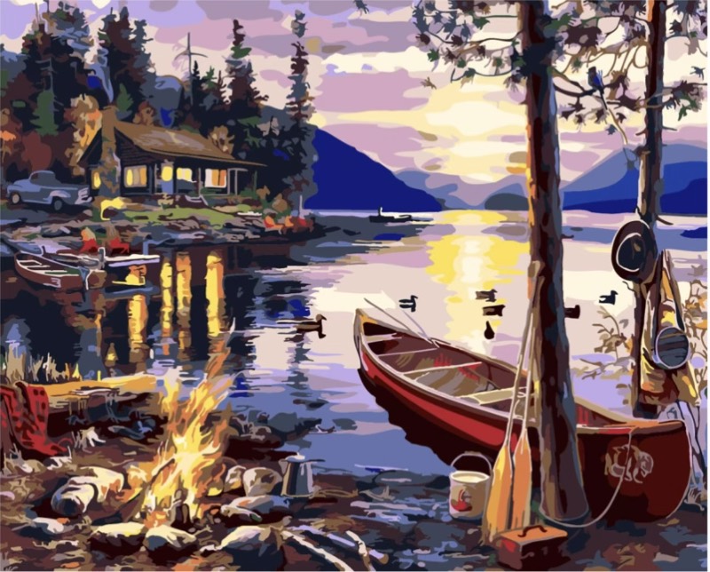 Camping By The Lake paint by numbers kit