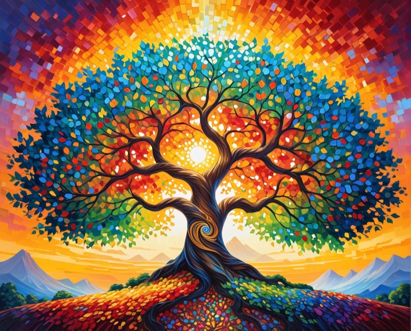 Rainbow Tree paint by numbers kit