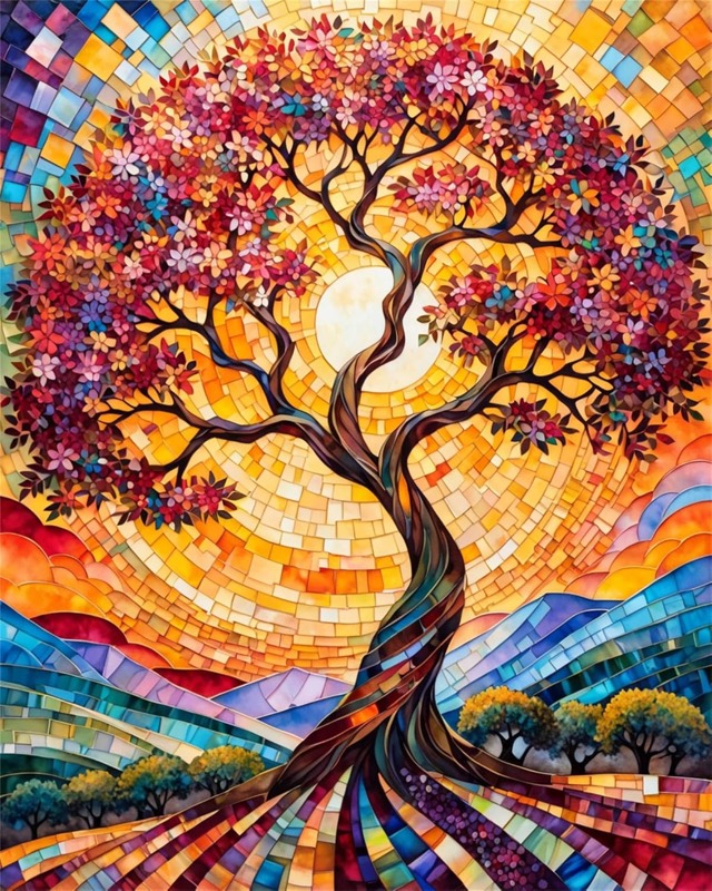 Mosaic Blossom paint by numbers kit