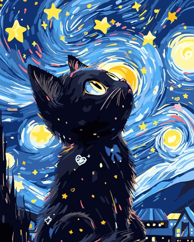 Midnight Star Cat paint by numbers kit