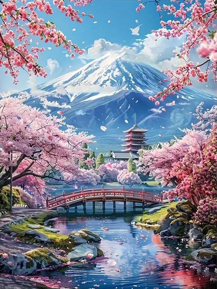 Fuji Blossom paint by numbers kit