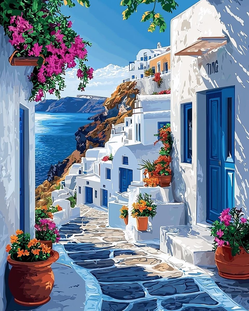 Santorini Steps paint by numbers kit