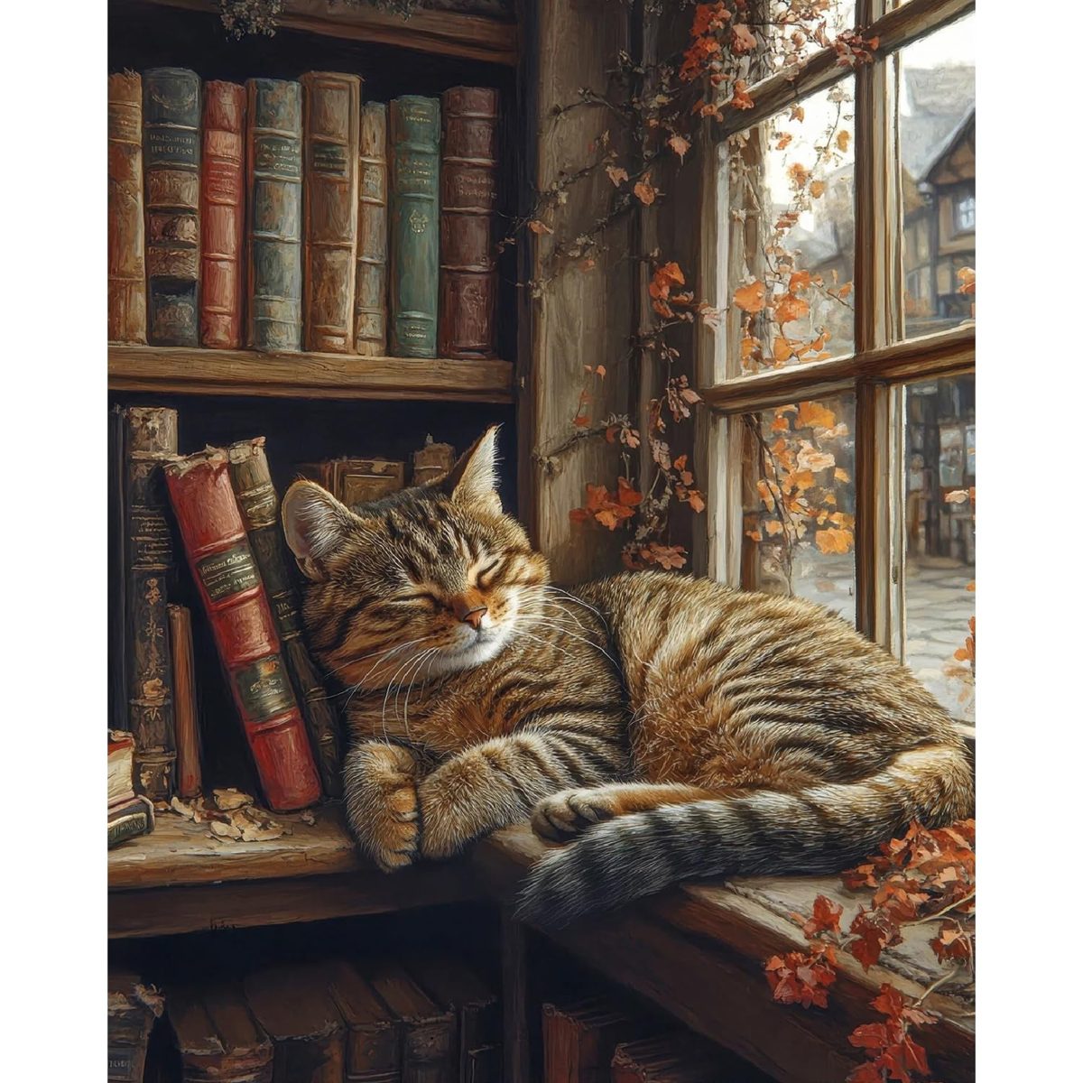 Bookshop Cat paint by numbers kit