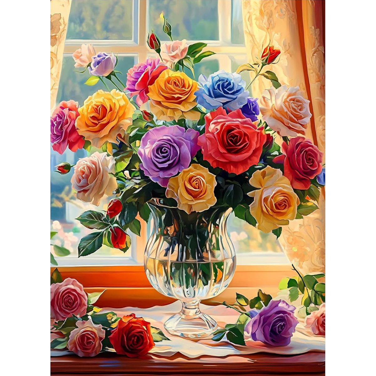 Window Roses paint by numbers kit